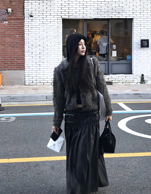 Áo khoác cardigan len mohair cổ cài khuy - Màu đen 0